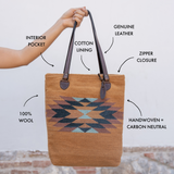 MZ Made Wildheart Bucket Tote ~ Last Chance  Handwoven by Master Artisans in Oaxaca Mexico, Zapotec Pattern