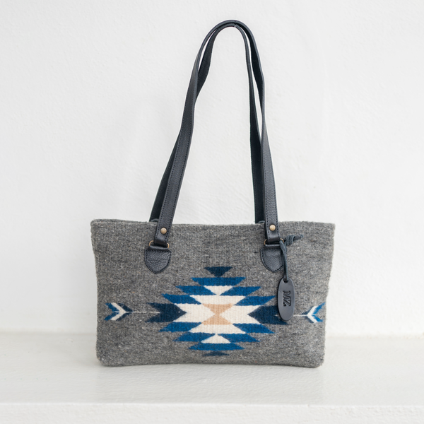 MZ Made Raven Purse  Handwoven by Master Artisans in Oaxaca Mexico, Zapotec Pattern