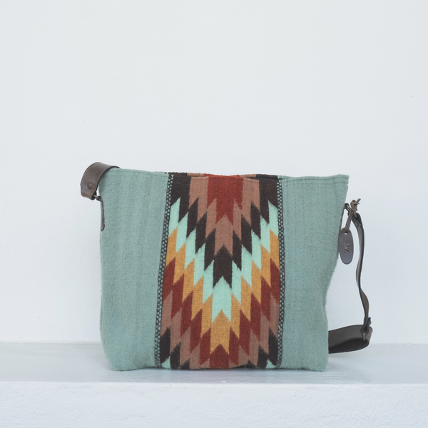 MZ Made After the Rain Shoulder Bag  Handwoven by Master Artisans in Oaxaca Mexico, Zapotec Pattern