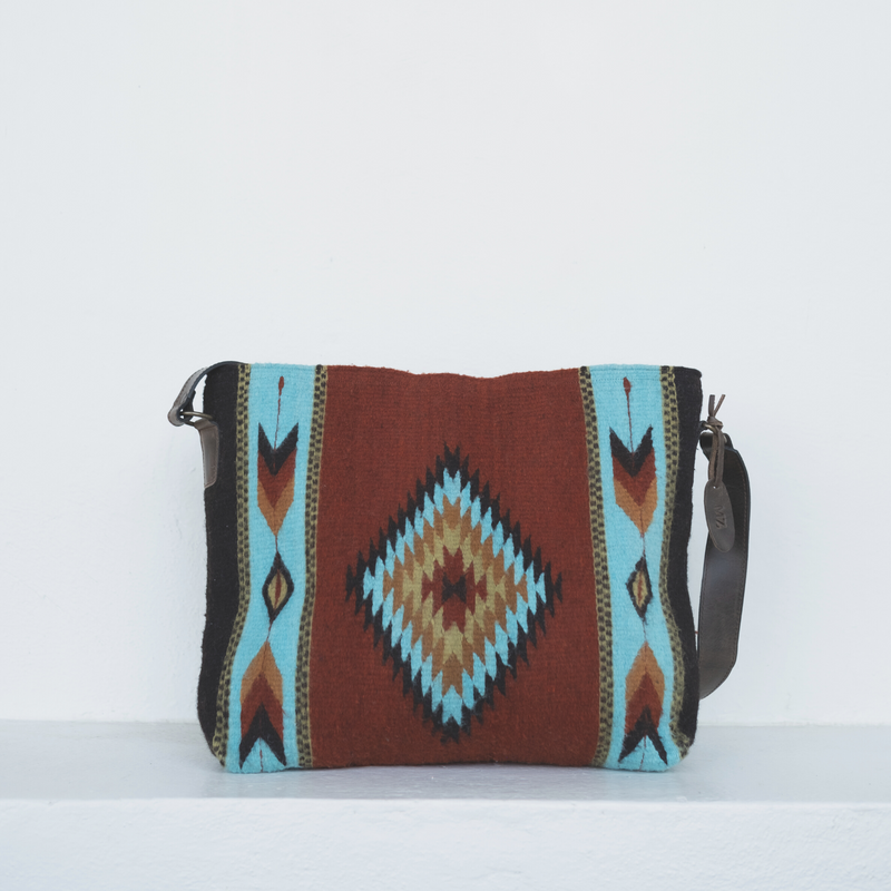 MZ Made Colornation Shoulder Bag  Handwoven by Master Artisans in Oaxaca Mexico, Zapotec Pattern