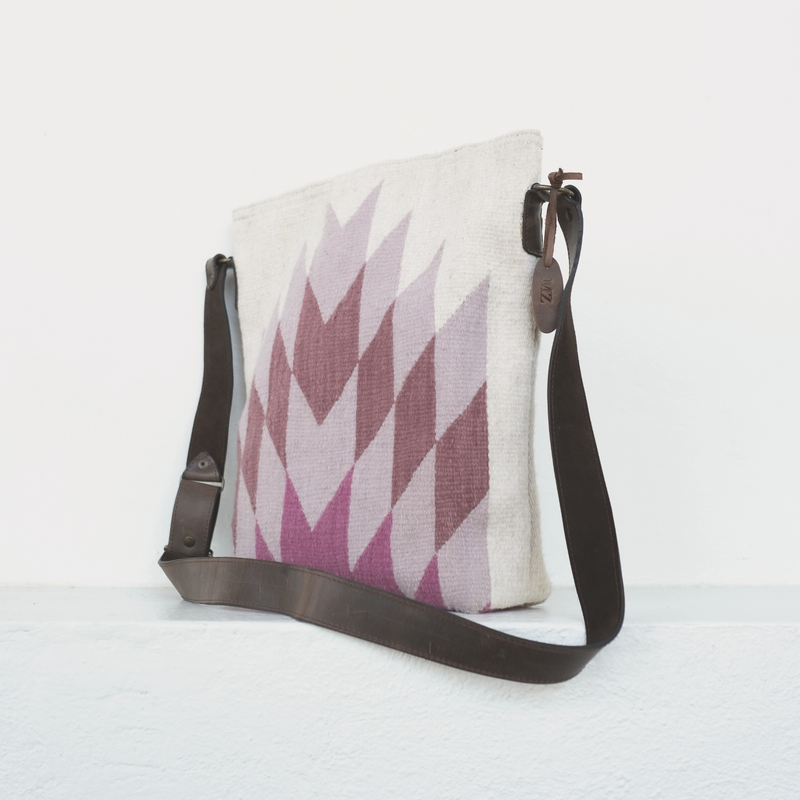 MZ Made Dalia Shoulder Bag  Handwoven by Master Artisans in Oaxaca Mexico, Zapotec Pattern