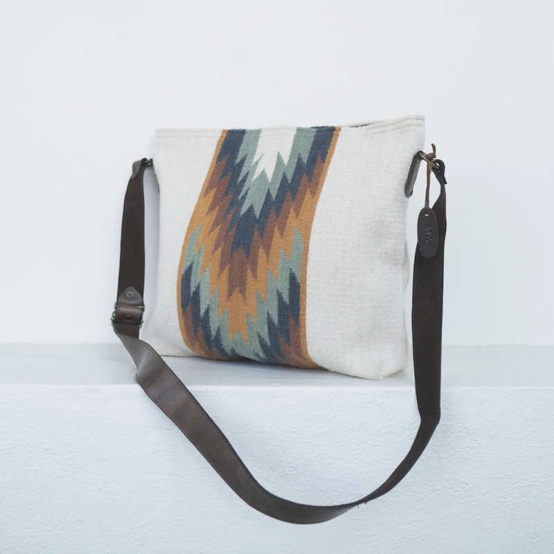 MZ Made Equinox Shoulder Bag  Handwoven by Master Artisans in Oaxaca Mexico, Zapotec Pattern