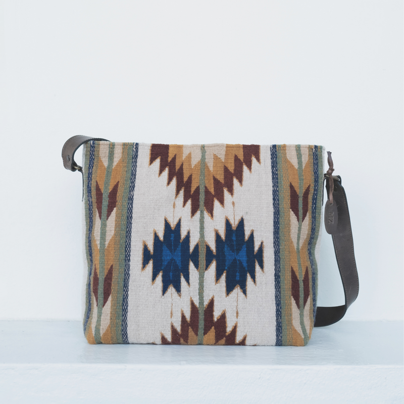 MZ Made Gemini Shoulder Bag  Handwoven by Master Artisans in Oaxaca Mexico, Zapotec Pattern