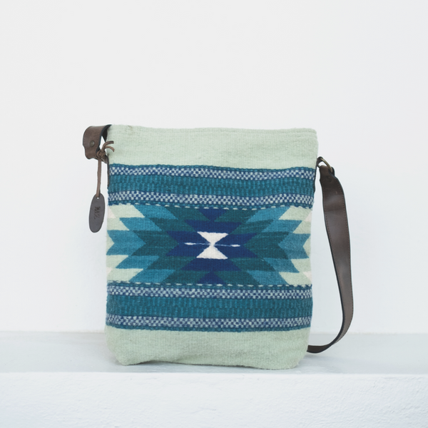 MZ Made Isla Shoulder Bag  Handwoven by Master Artisans in Oaxaca Mexico, Zapotec Pattern