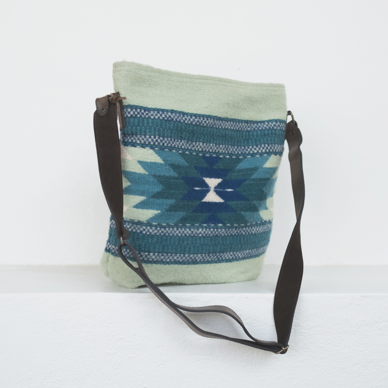 MZ Made Isla Shoulder Bag  Handwoven by Master Artisans in Oaxaca Mexico, Zapotec Pattern