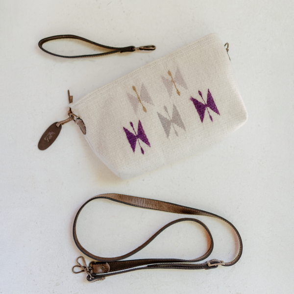 MZ Made Jewel Convertible Clutch  Handwoven by Master Artisans in Oaxaca Mexico, Zapotec Pattern