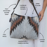 MZ Made Laureana Shoulder Bag  Handwoven by Master Artisans in Oaxaca Mexico, Zapotec Pattern