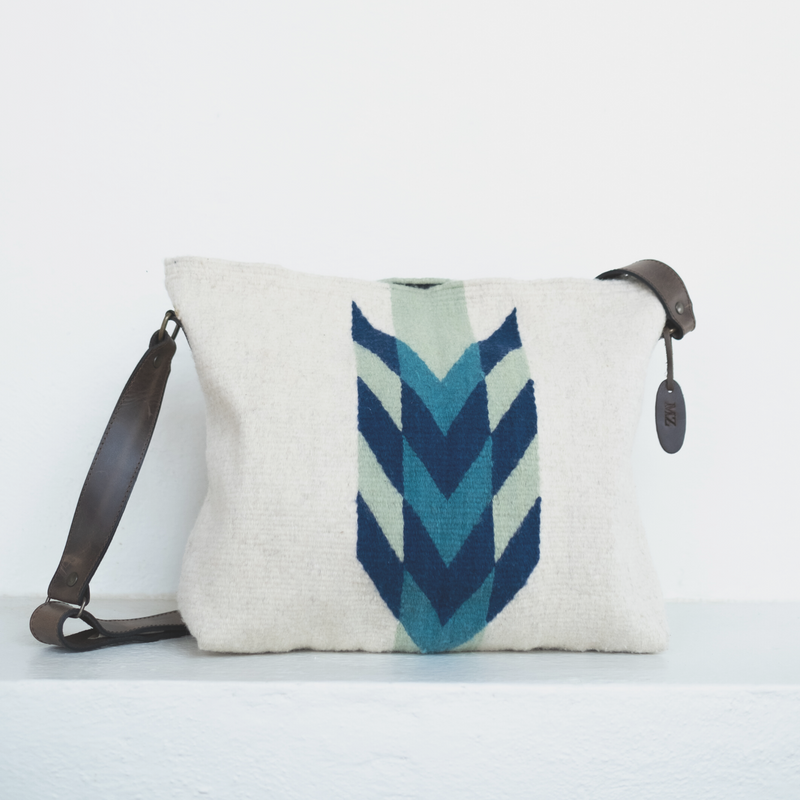 MZ Made Riviera Shoulder Bag  Handwoven by Master Artisans in Oaxaca Mexico, Zapotec Pattern