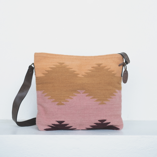 MZ Made Sonora Shoulder Bag  Handwoven by Master Artisans in Oaxaca Mexico, Zapotec Pattern