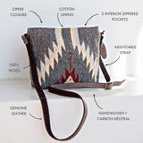 MZ Made Stormy Skies Crossbody  Handwoven by Master Artisans in Oaxaca Mexico, Zapotec Pattern