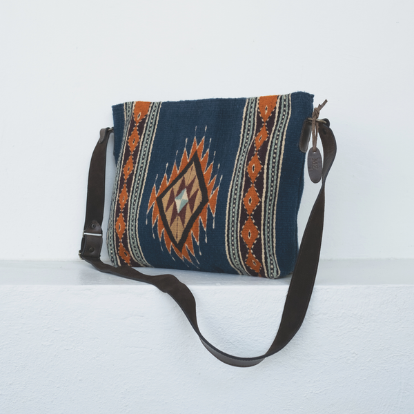 MZ Made Tribal Diamond Shoulder Bag  Handwoven by Master Artisans in Oaxaca Mexico, Zapotec Pattern