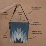 MZ Made Waterfall Shoulder Bag  Handwoven by Master Artisans in Oaxaca Mexico, Zapotec Pattern