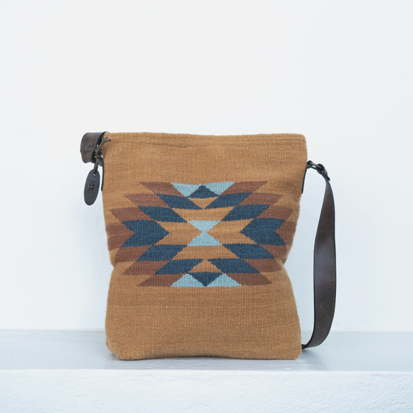 MZ Made Wildheart Shoulder Bag  Handwoven by Master Artisans in Oaxaca Mexico, Zapotec Pattern
