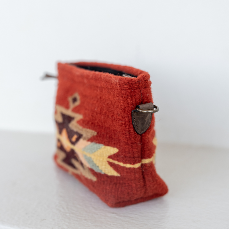 MZ Made Blood Moon Convertible Clutch  Handwoven by Master Artisans in Oaxaca Mexico, Zapotec Pattern