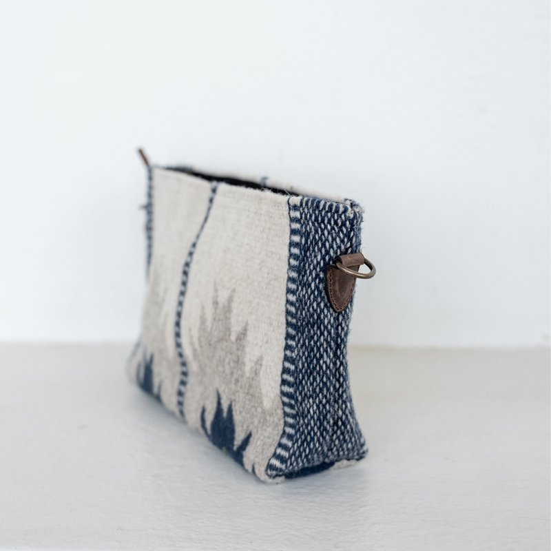 MZ Made Clouds Convertible Clutch  Handwoven by Master Artisans in Oaxaca Mexico, Zapotec Pattern