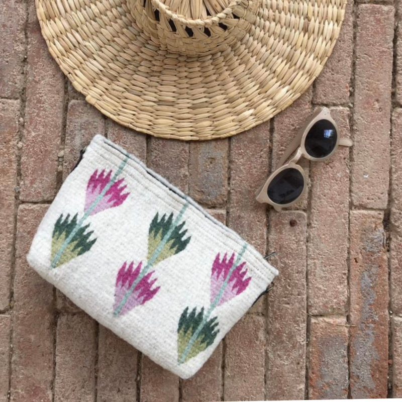 MZ Made Agave Convertible Clutch  Handwoven by Master Artisans in Oaxaca Mexico, Zapotec Pattern