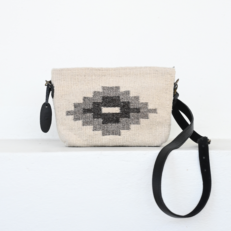 MZ Made Lorna Convertible Clutch  Handwoven by Master Artisans in Oaxaca Mexico, Zapotec Pattern