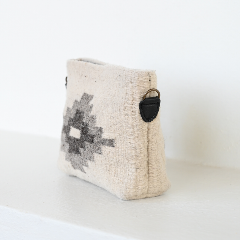 MZ Made Lorna Convertible Clutch  Handwoven by Master Artisans in Oaxaca Mexico, Zapotec Pattern