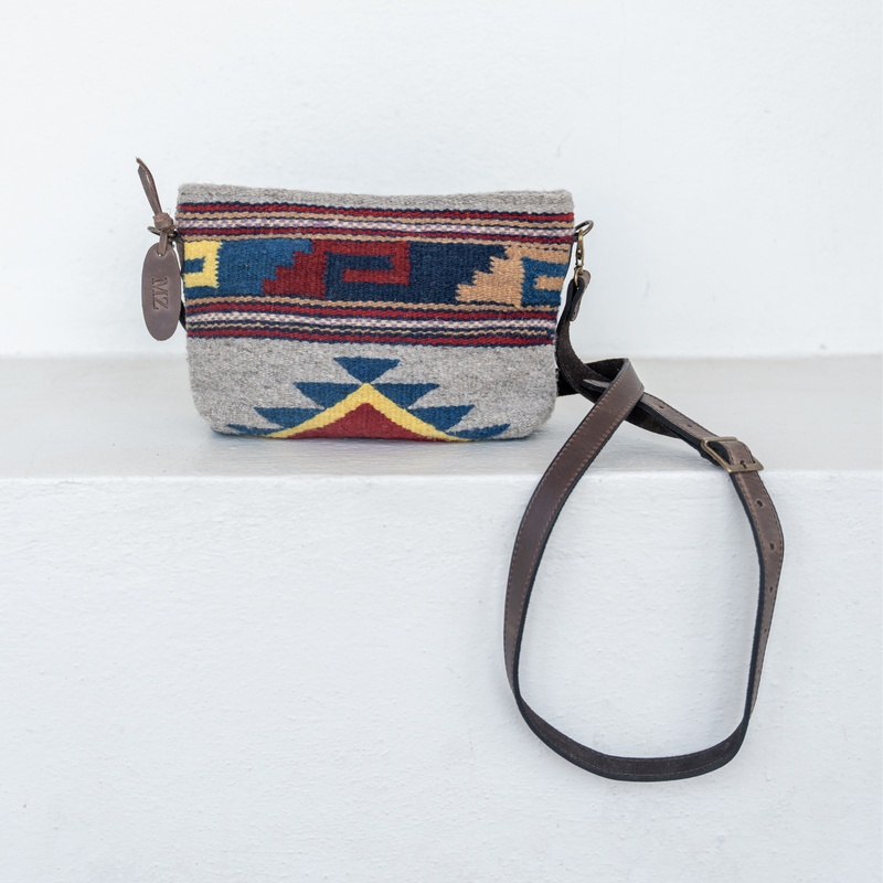 MZ Made Mitla Convertible Clutch  Handwoven by Master Artisans in Oaxaca Mexico, Zapotec Pattern