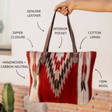 MZ Made Ochre + Ash Tote ~ Last Chance  Handwoven by Master Artisans in Oaxaca Mexico, Zapotec Pattern