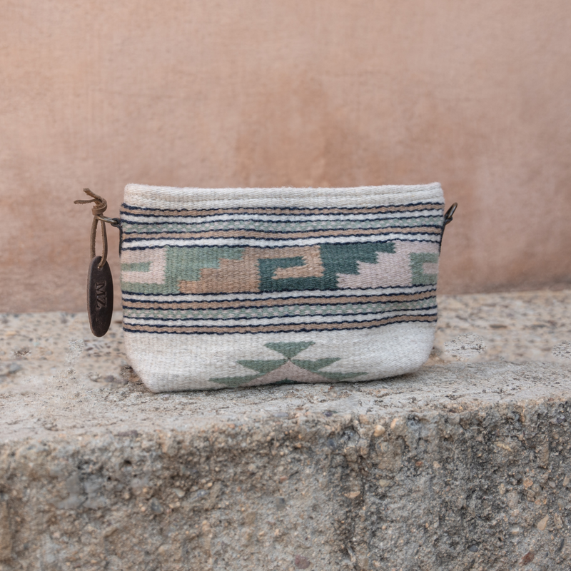 MZ Made Pastel Mitla Convertible Clutch  Handwoven by Master Artisans in Oaxaca Mexico, Zapotec Pattern