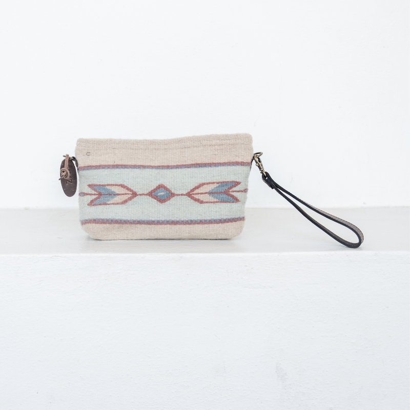 MZ Made Sagebrush + Sand Convertible Clutch  Handwoven by Master Artisans in Oaxaca Mexico, Zapotec Pattern