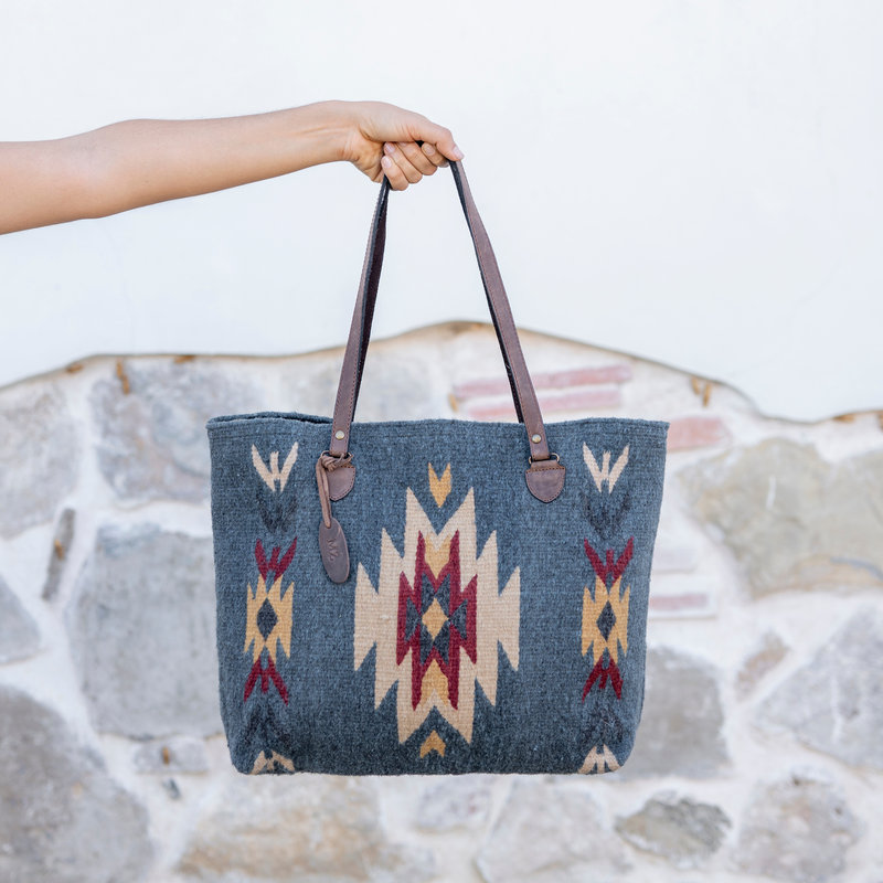 MZ Made Sparrow's Song Tote ~ Last Chance  Handwoven by Master Artisans in Oaxaca Mexico, Zapotec Pattern