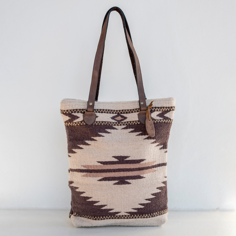 MZ Made Tierra Bucket Tote ~ Last Chance  Handwoven by Master Artisans in Oaxaca Mexico, Zapotec Pattern