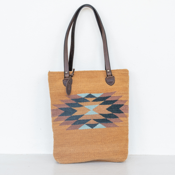 MZ Made Wildheart Bucket Tote ~ Last Chance  Handwoven by Master Artisans in Oaxaca Mexico, Zapotec Pattern